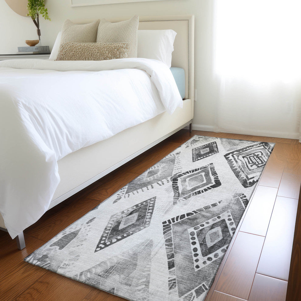 Machine Washable Indoor/Outdoor Chantille ACN1861 Gray 2'3" x 7'6" Runner Rug