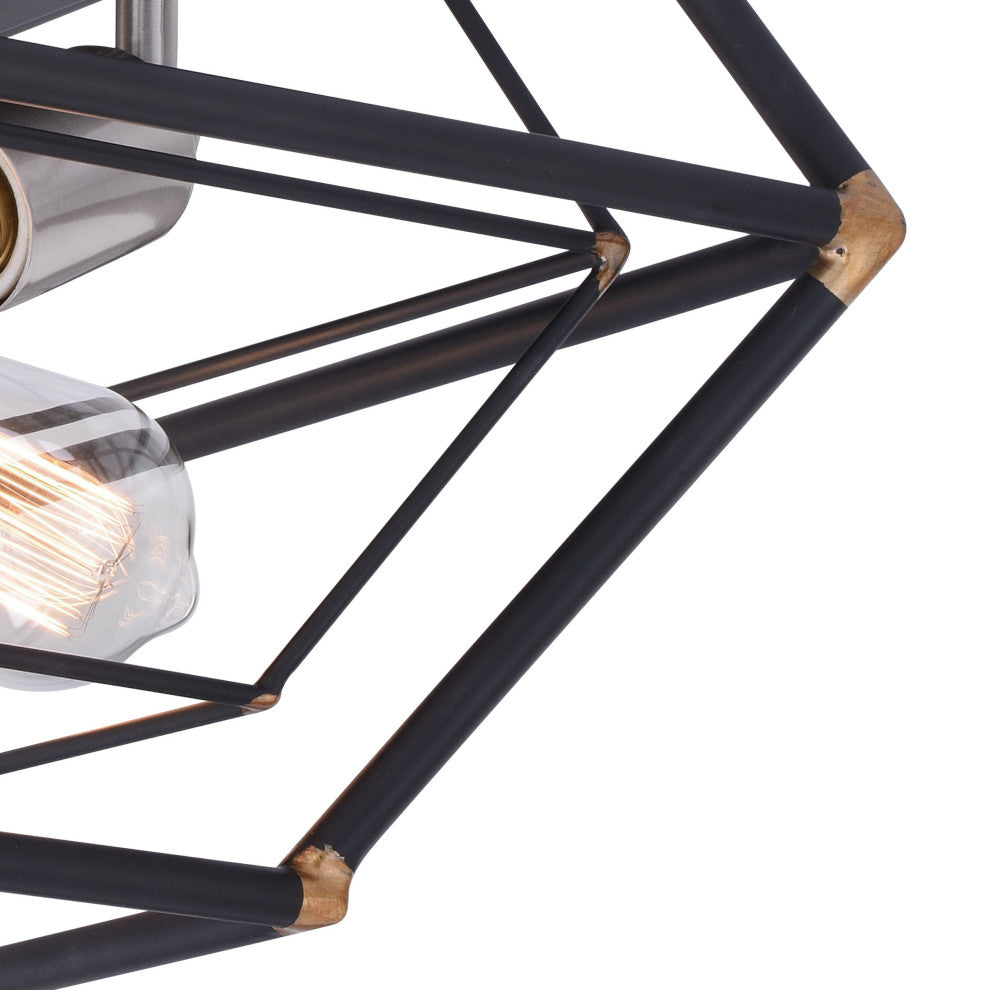 Bartlett 18" 3-Light Flush Mount Oil Rubbed Bronze With Satin Nickel