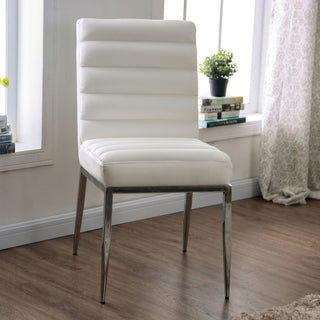Leatherette And Metal Side Chair, White