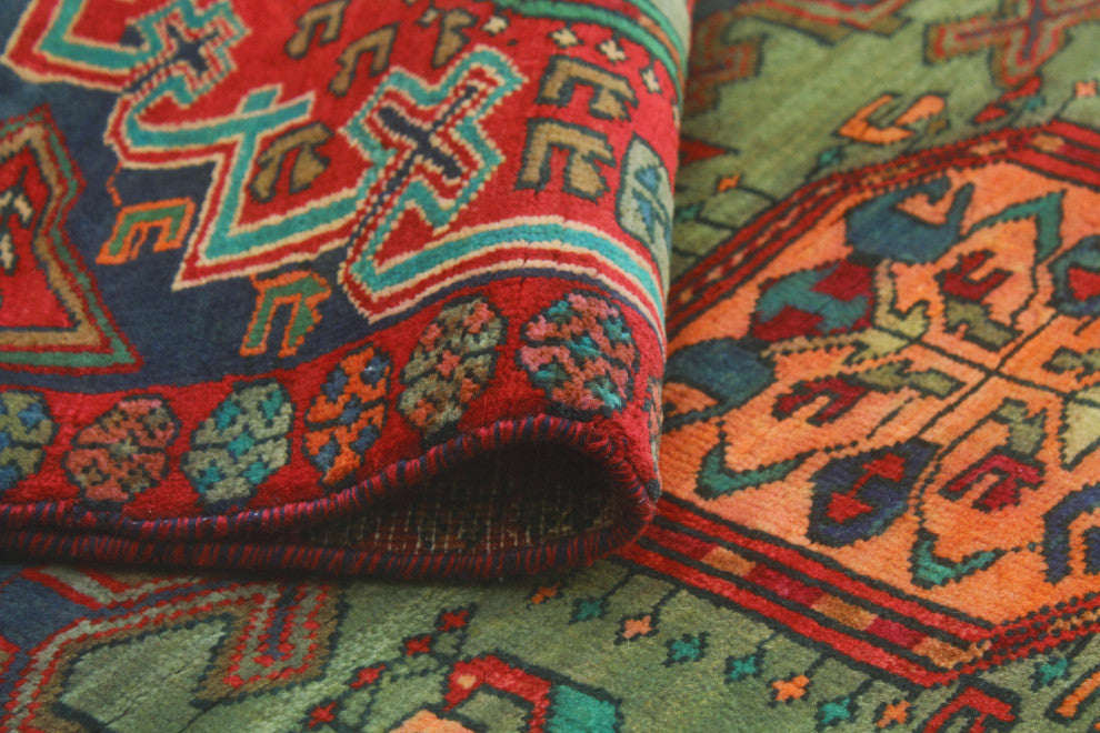 Fine Vintage Distressed Nurhan Navy/Red Runner, 3'1 x 10'4