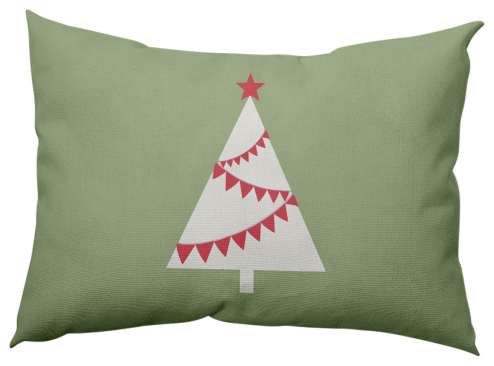 Garland Tree Decorative Throw Pillow, Sage Green, 14"x20"