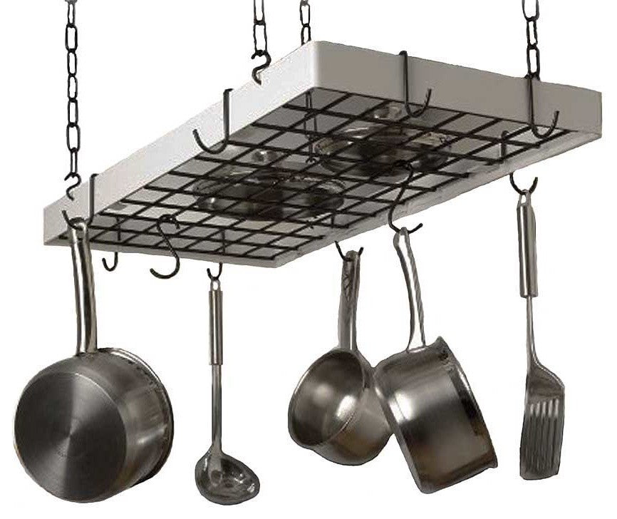 Rogar Rectangular Pot Rack, Classic White & Black