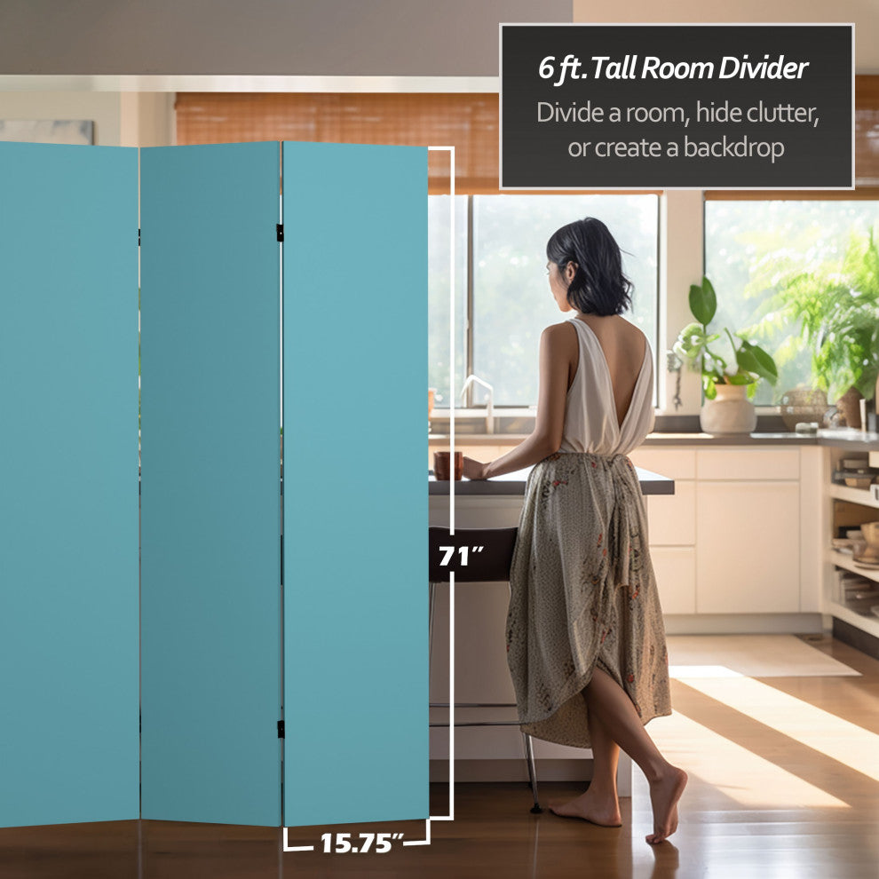 6' Tall Double Sided Teal Canvas Room Divider