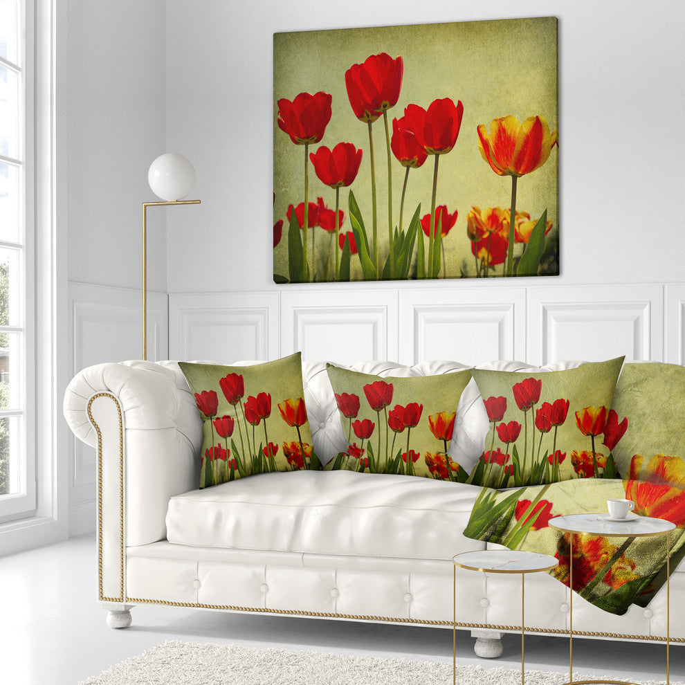 Grunge Flowers Background Floral Throw Pillow, 18"x18"