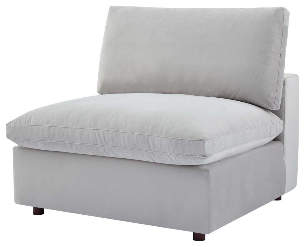 Sofa Middle Chair, Velvet, Gray, Modern, Living Lounge Hotel Hospitality