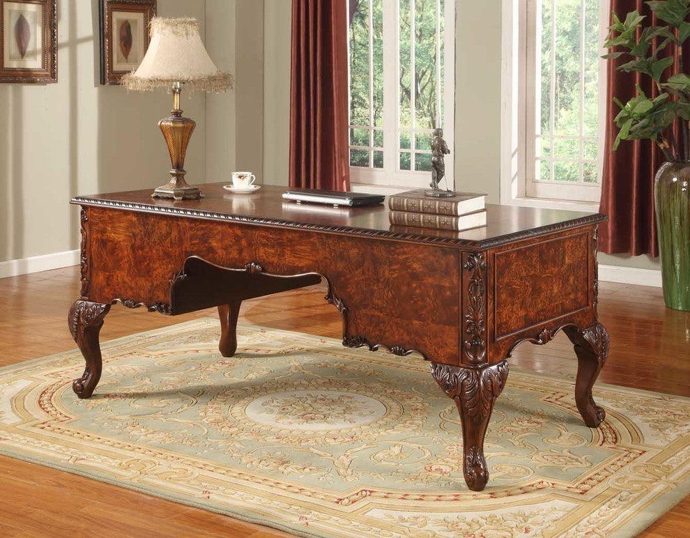 CDExecutive Traditional Office Desk With Hand Carved Designs