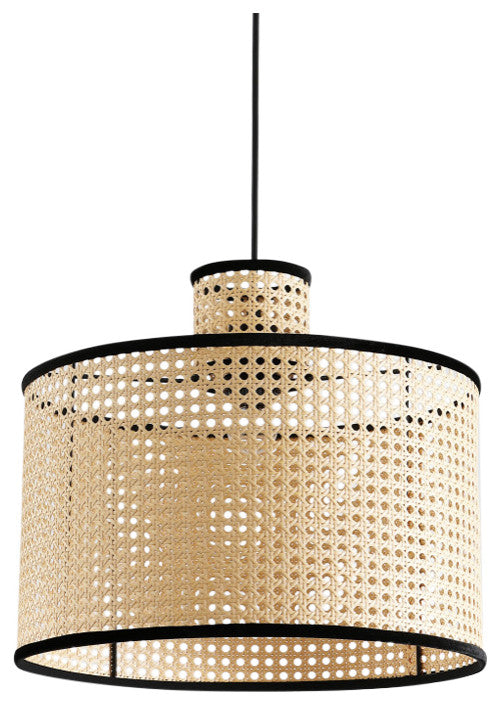 Vidalite Nakuv Rattan And Velvet Pendant Light, Large
