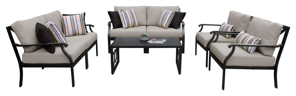 kathy ireland Madison Ave. 7 Piece Aluminum Patio Furniture Set 07e, Truffle