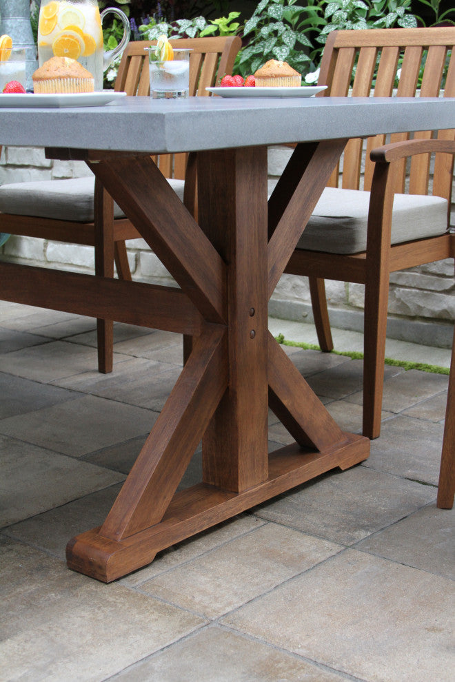 6-Piece Eucalyptus and Composite Dining Set With Stacking Chairs and Bench