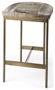 Cowhide Counter Stool With Gold Metal Frame