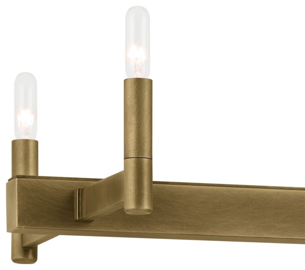 Erzo 50" 10 Light Linear Chandelier, Natural Brass