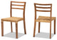 Griffith 2-Piece Dining Chair Set, Walnut Finished Wood & Natural Rattan