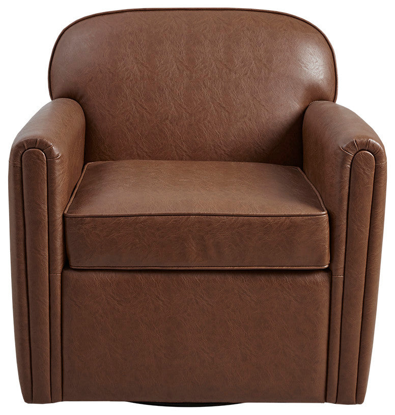 Archer Faux Leather Swivel Lounging Armchair, Brown