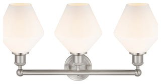 Cindyrella 3-Light 26" Bath Vanity Light, Satin Nickel -Cased Matte White Shade
