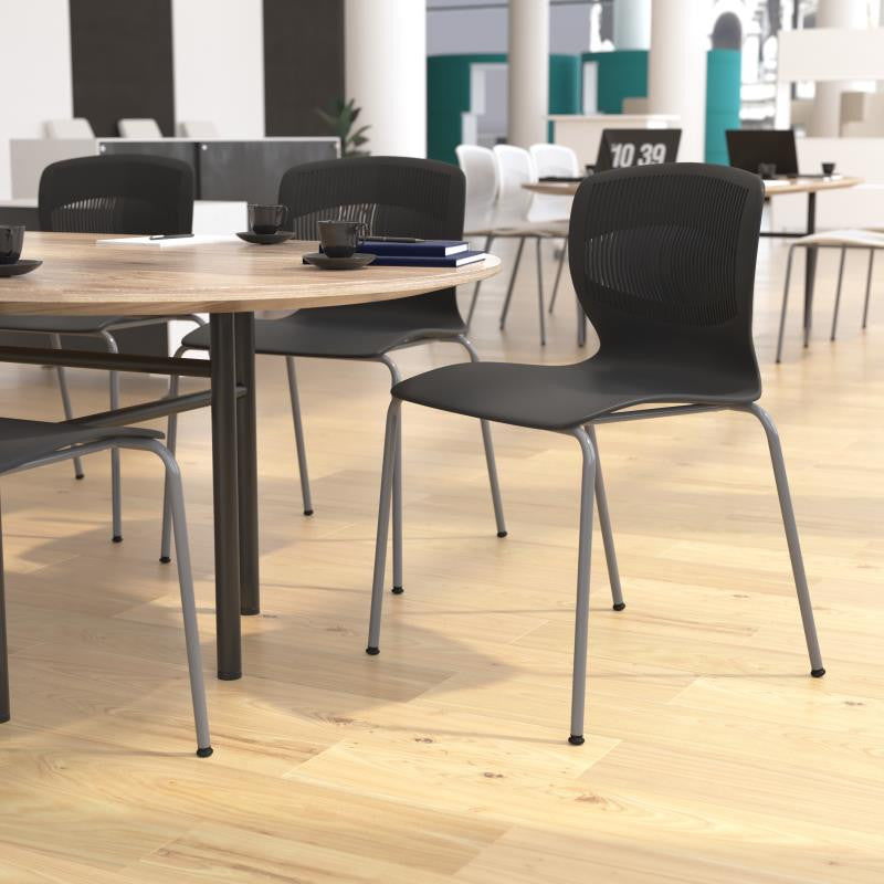 Hercules Series Commercial Grade 770 lb. Capacity Ergonomic Stack Chair, Black