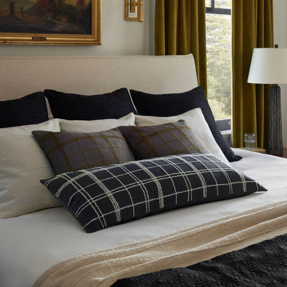 Jean Stoffer x Loloi Bernadette Graphite / Ivory 13'' x 35'' Cover, Poly Pillow