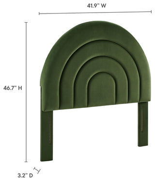 Solana Arched Performance Velvet Twin Headboard, Moss Green