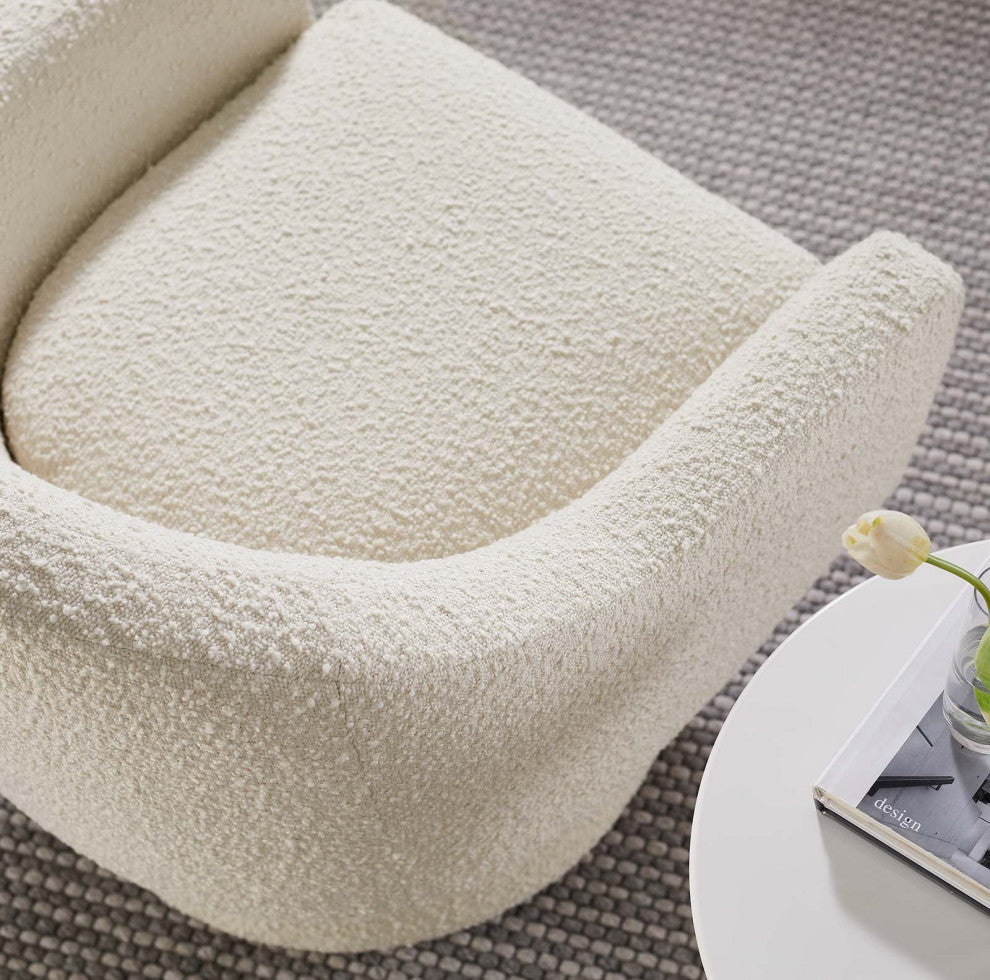 Astral Boucle Fabric Boucle Fabric Swivel Chair, Ivory