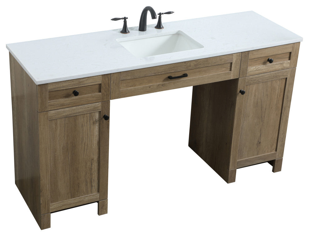 60" ADA Compliant Bathroom Vanity, Natural Oak