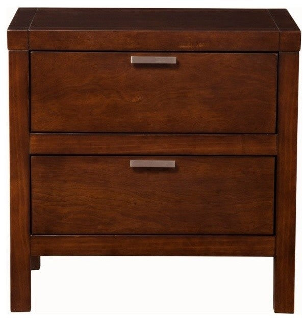 Benzara BM172857 2 Drawer Wood Nightstand, Brown