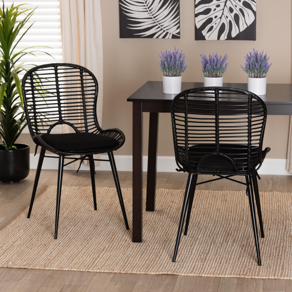 Sheryl Rattan Dining Chairs, Set of 2, Black