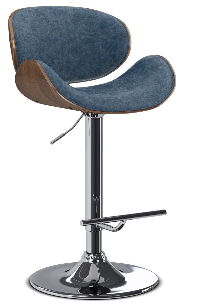Marana Bentwood Adjustable Swivel Bar Stool, Distressed Blue