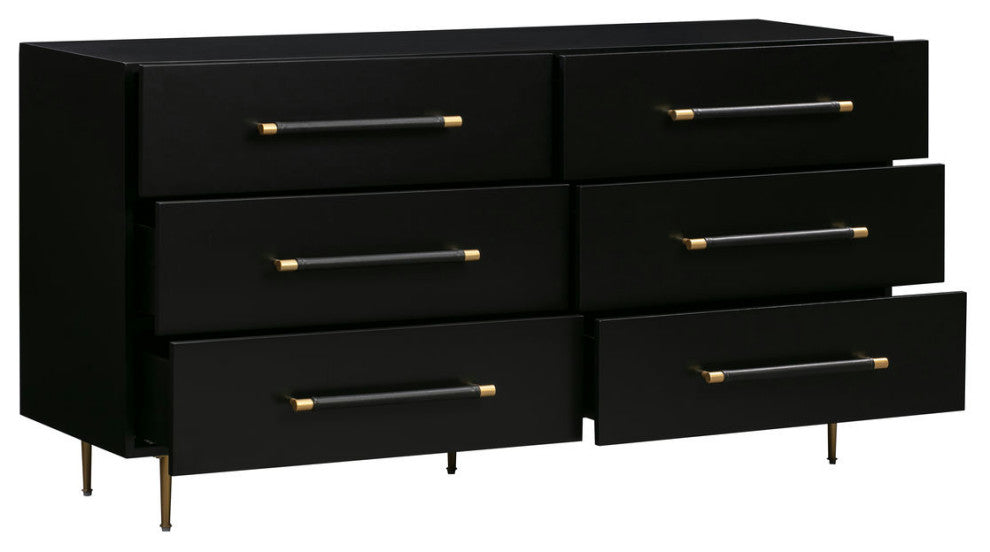 Trident Black 6 Drawer Dresser