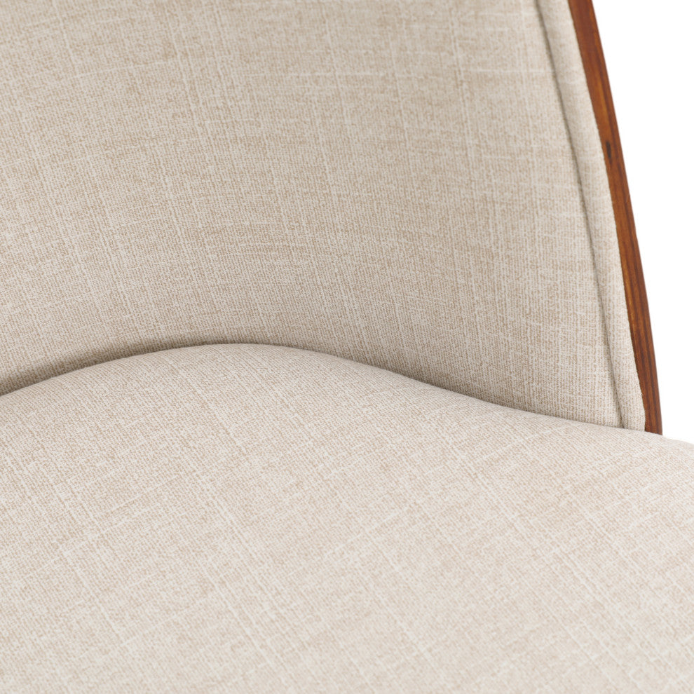 LeisureMod Tule Dining Chair with White Frame Set of 2, Walnut/Beige