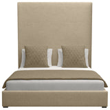 Nativa Interiors Moyra Plain Bed, Flax, King, Headboard: High