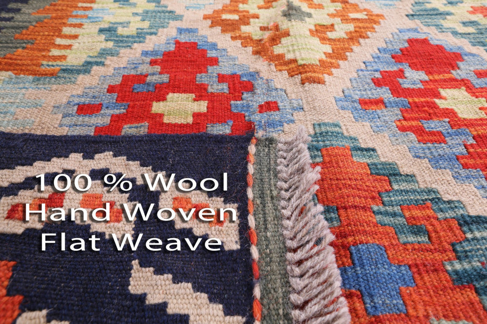 Kilim Flat Weave Wool On Wool Reversible Runner Rug 2' 10" X 16' 1" Q9465