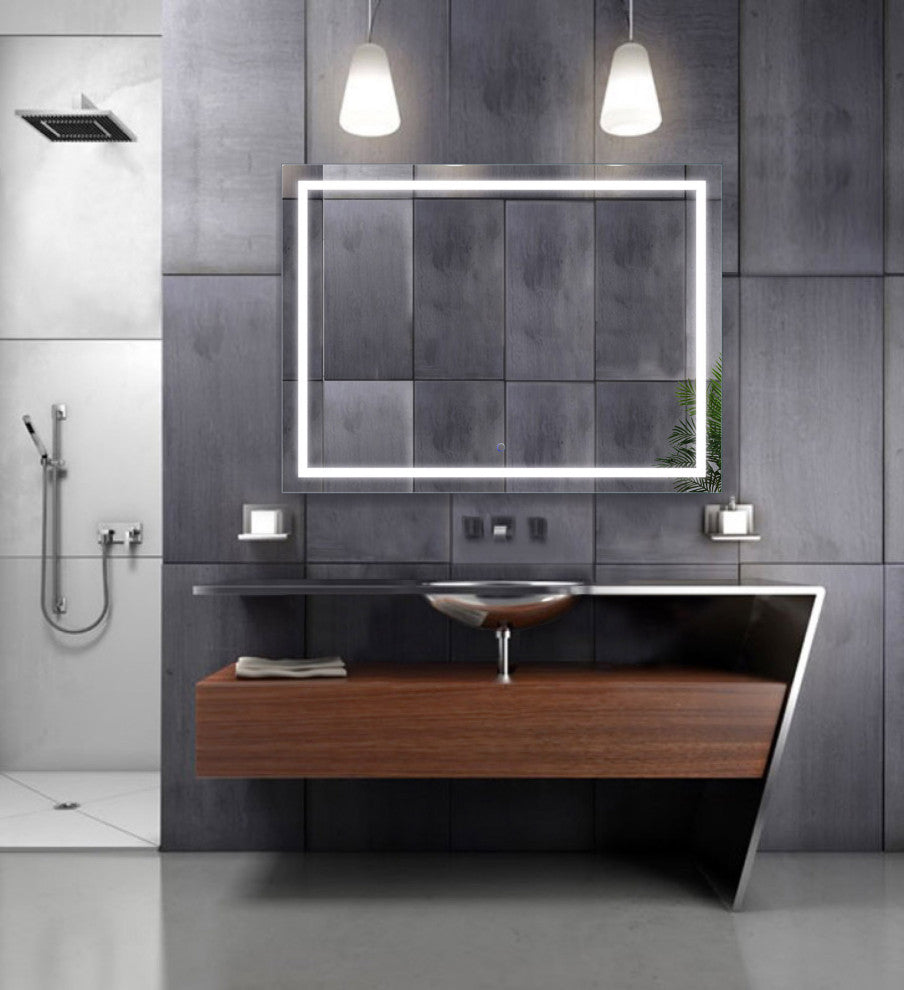 Krugg LED Bathroom Mirror, Lighted Vanity Mirror Dimmer and Defogger, 48x36