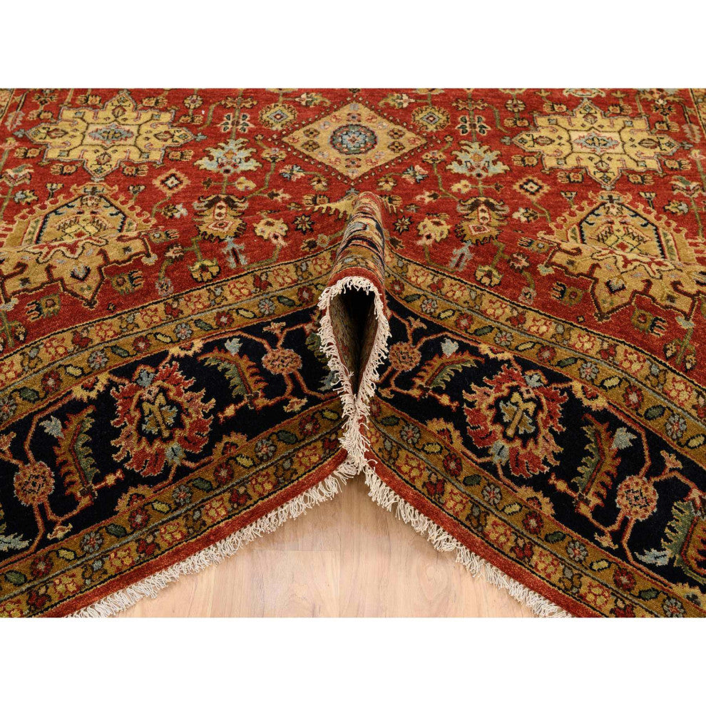 Red/Black Hand/Knotted, Karajeh Design, Organic Wool, Oriental Rug, 8'2"x10'0"