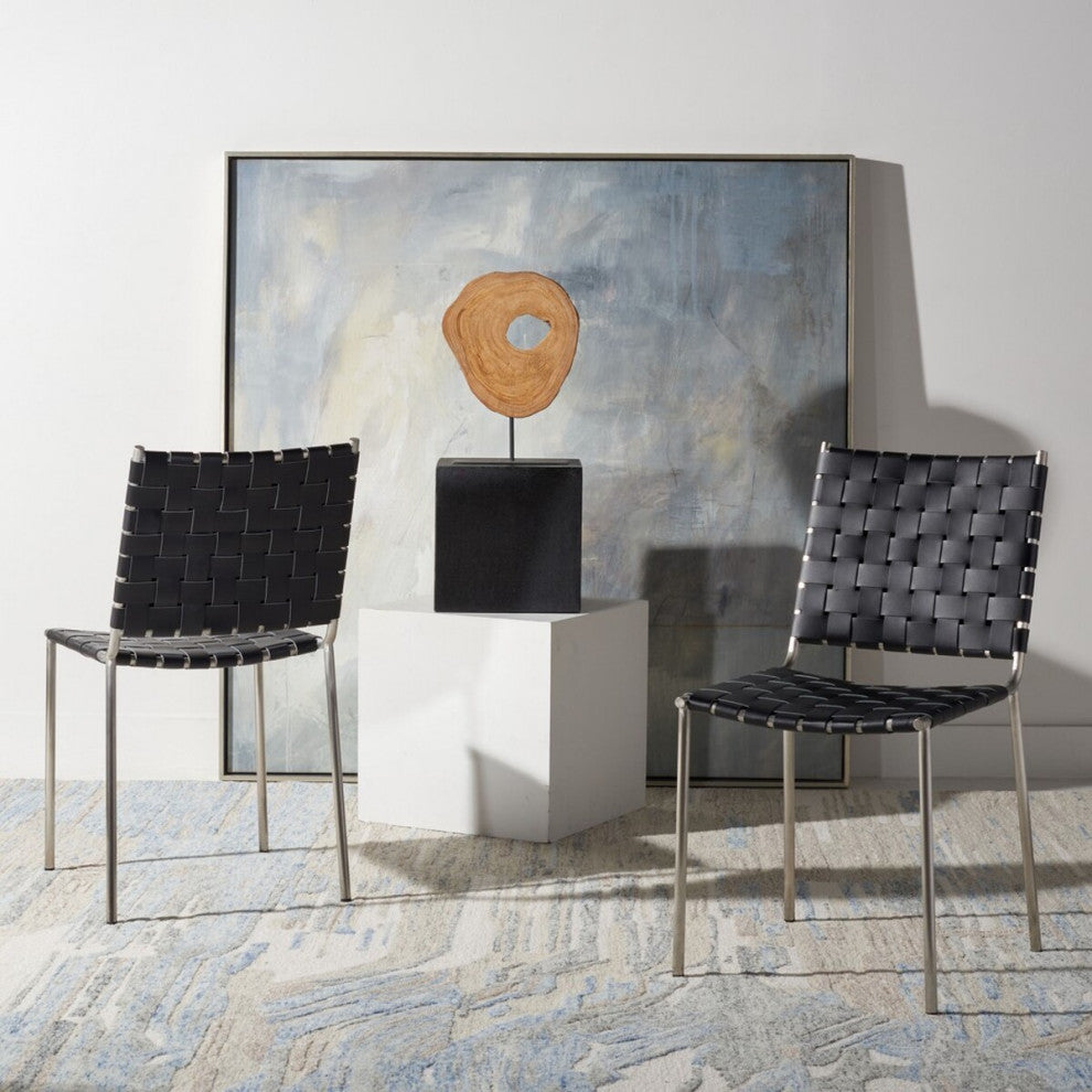 Safavieh Wesson Woven Dining Chair, Black/Silver