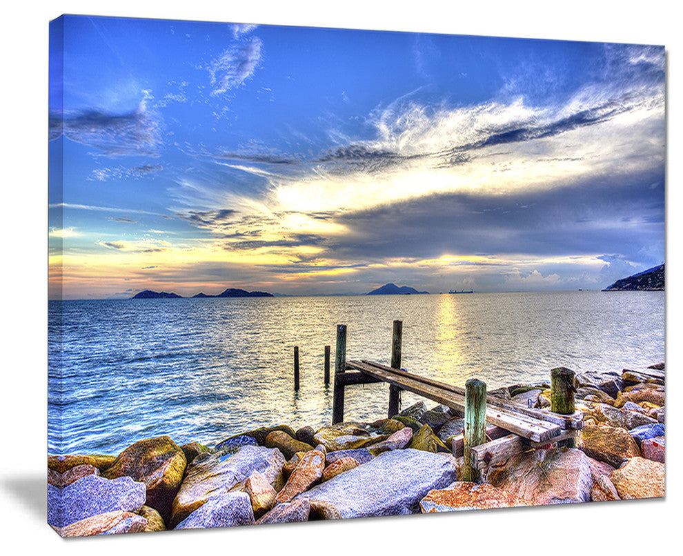 "Makeshift Wooden Pier into the Sea" Large Wall Artwork