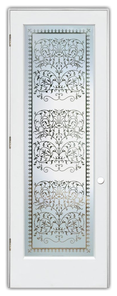 Pantry Door - Victorian Lace - Primed - 30" x 80" - Knob on Right - Pull Open