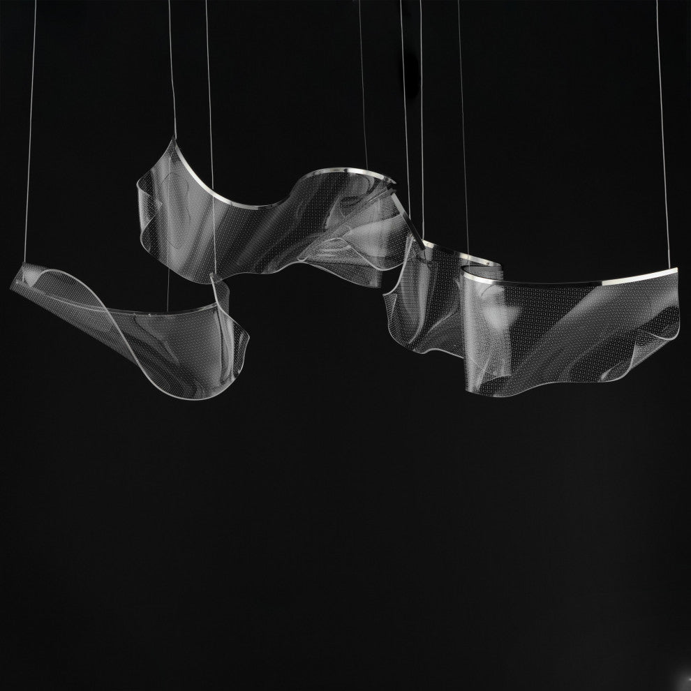 ET2 E24883-133 Rinkle 58"W LED Abstract Linear Pendant - Brushed Gunmetal