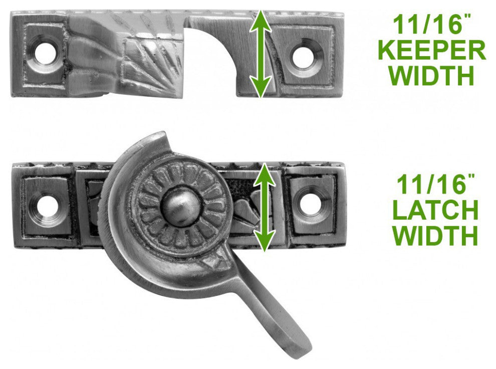 2 Piece Ornate Solid Brass Window Sash Lock Satin Chrome Renovators Supply