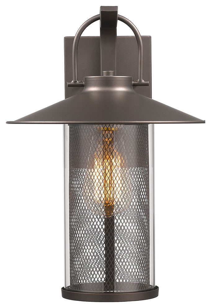 Elijah 1-Light Rubbed Bronze Outdoor Wall Sconce 14"