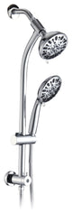 7 Spray Patterns Dual Shower Head with Slide Bar, Polished Chrome