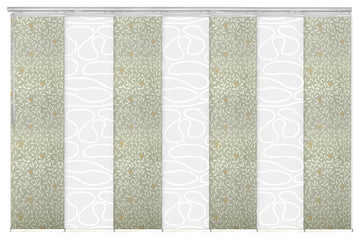 Calisto-Mrytle 7-Panel Track Extendable Vertical Blinds 110-153"x94", White Track