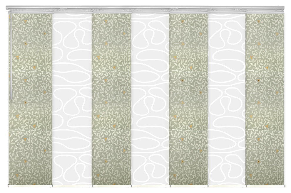 Calisto-Mrytle 7-Panel Track Extendable Vertical Blinds 110-153"x94", White Track