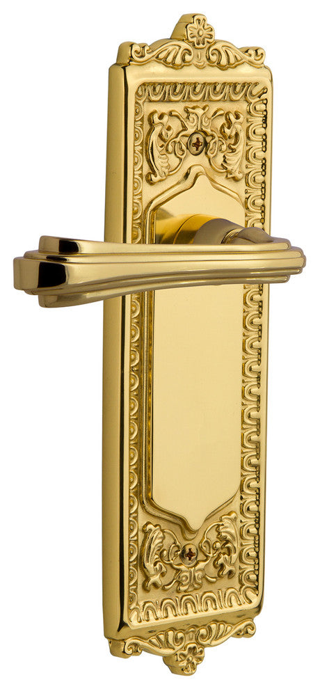 Egg & Dart Plate With Fleur Lever, Unlacquered Brass, Passage, Non-Handed