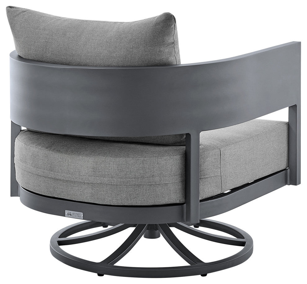 Argiope 3-Piece Patio Swivel Seating Set, Gray Aluminum With Gray Cushions
