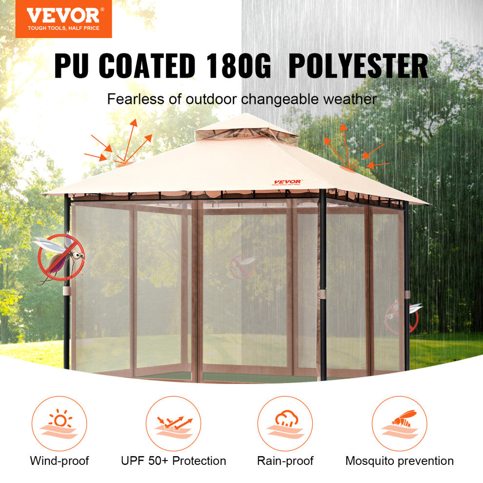 VEVOR Patio Gazebo Backyard Gazebo Tent 10x10'' for 6-8 Person With Mesh Netting