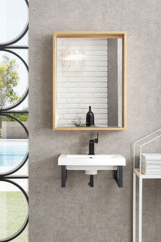 Two Boston 15 1/4" Wall Brackets, Matte Black, 20" White Glossy Composite Top