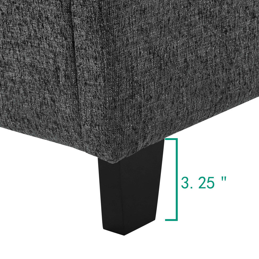 Legends Home Queen Size Grey Squares Upholstered Platform Bed