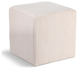 Roy Microsuede Fabric Upholsetered Ottoman/Stool, Beige, Square