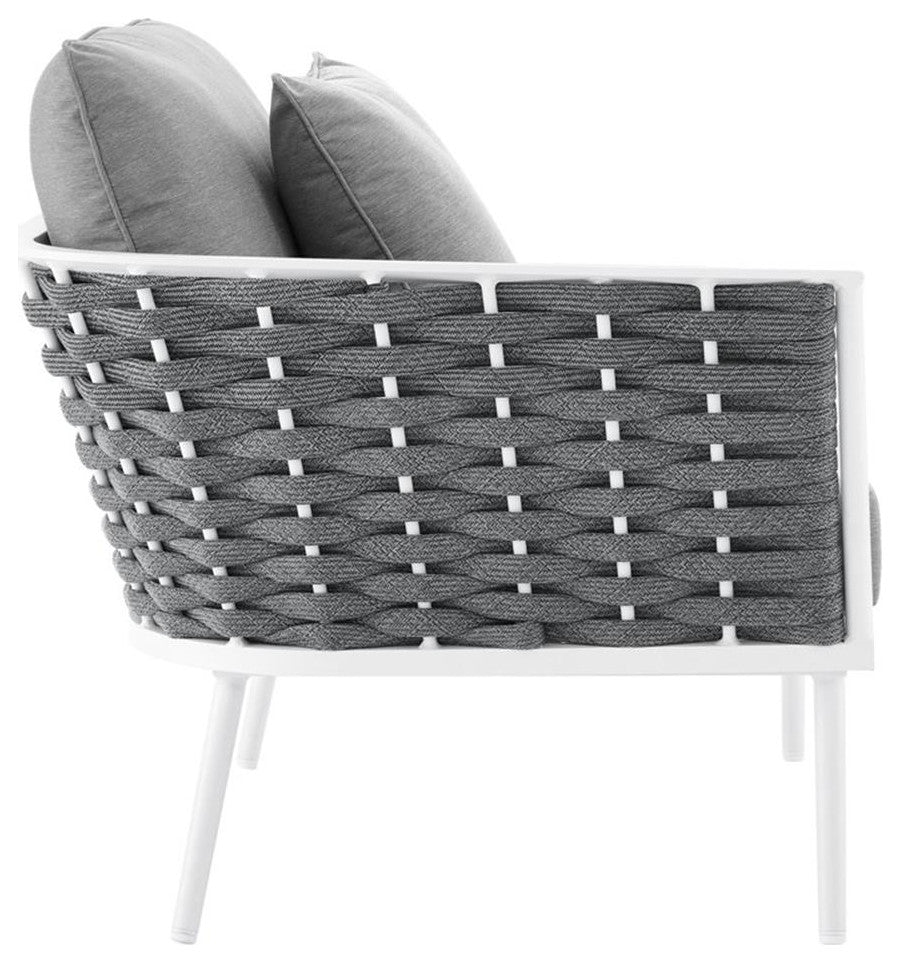 Stance Outdoor Patio Aluminum Left-Facing Armchair, White Gray
