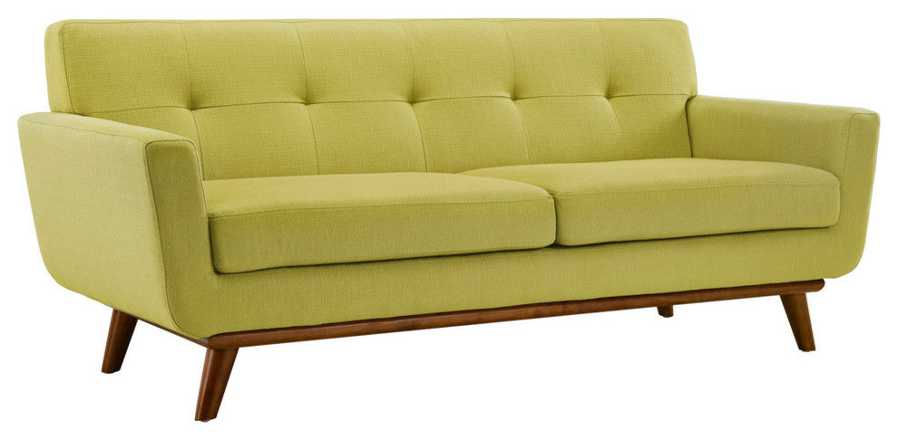 Modern Urban Contemporary Armchair and Loveseat, Wheatgrass Fabric, 2-Piece Set