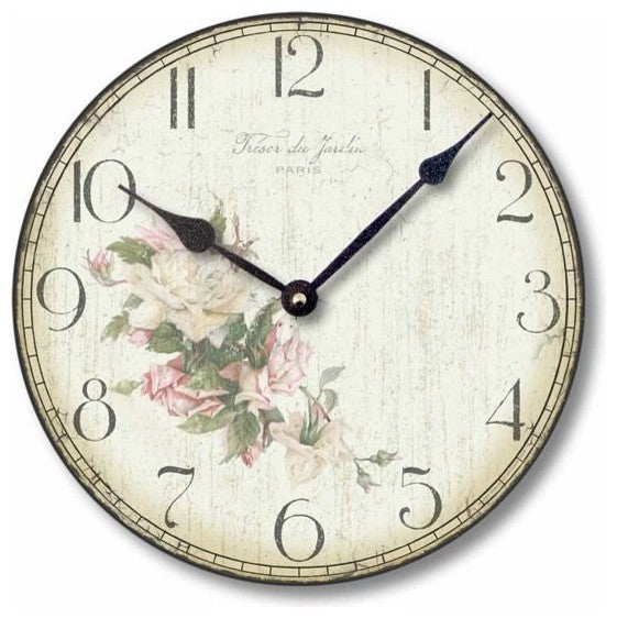 Vintage-Style Faded Roses Clock